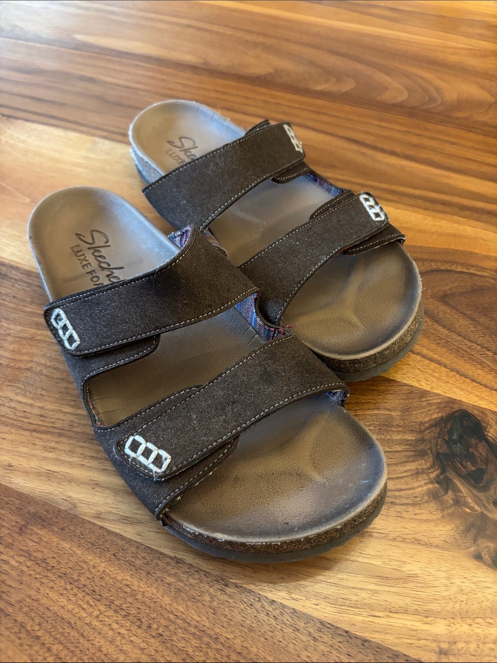 Skechers Luxe Foam Brown Adjustable Strap Sandals Women’s Size 8